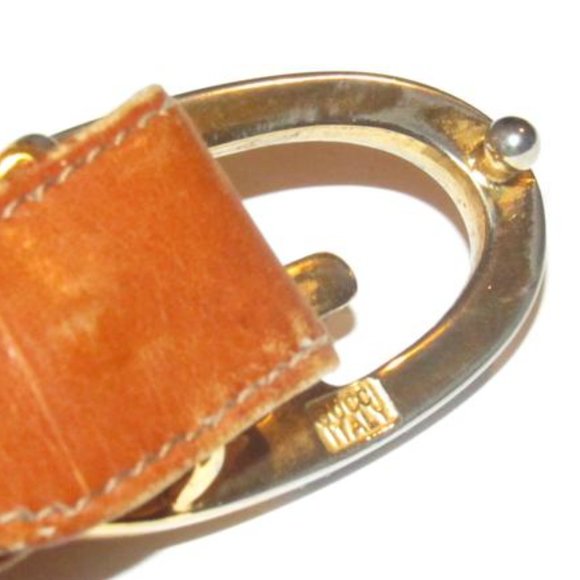 Gucci camel leather belt with large, two-tone GG logo buckle! - Picture 5 of 12